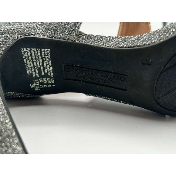 Christian Siriano Silver Shimmer Party Pumps 3.5" Heels Open Toe Ankle Strap 8 - Picture 6 of 10
